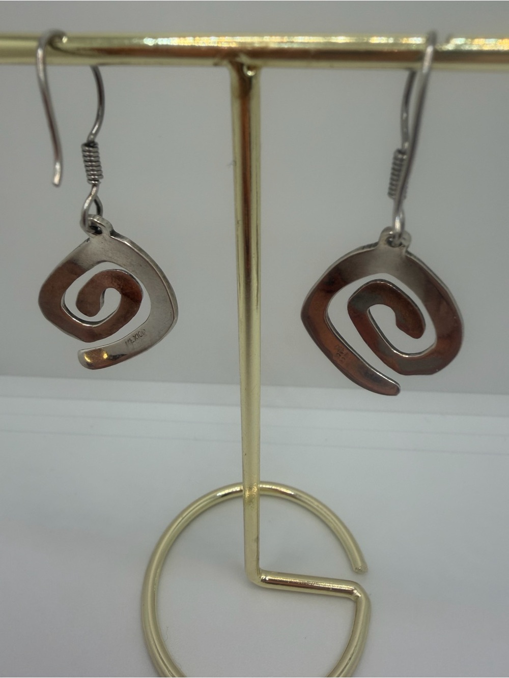 Vintage Mexico 925 Sterling Silver Abstract Spiral Swirl Earrings
